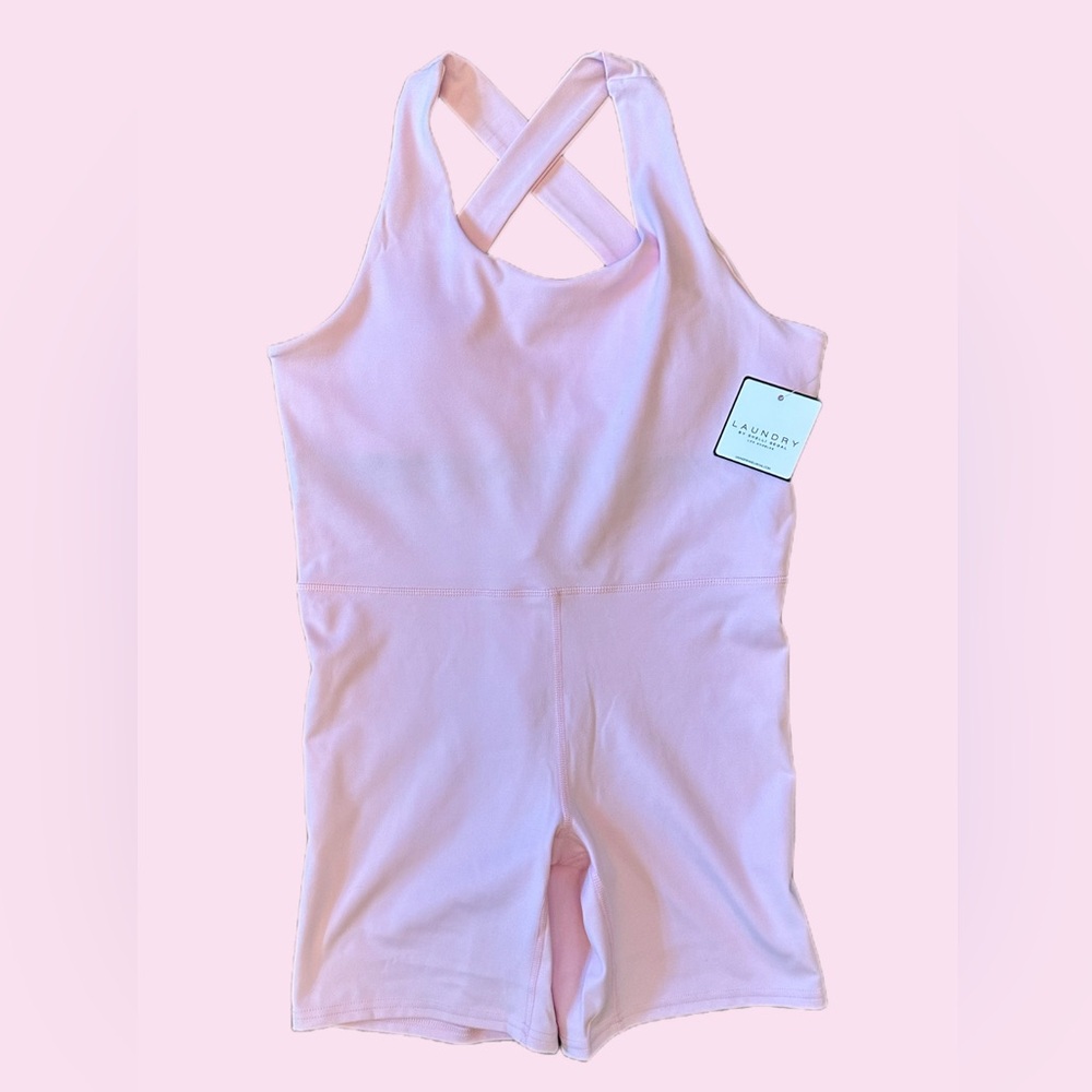 Laundry By Shelli Segal pink active romper jumpsuit one piece size Med NWT - Picture 2 of 5